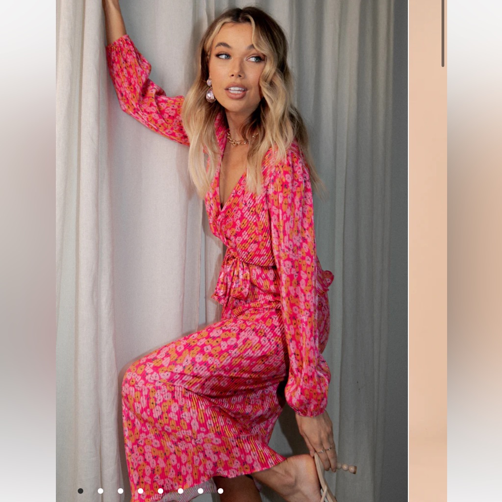 Petal & Pup Pink Floral Wrap Midi Dress